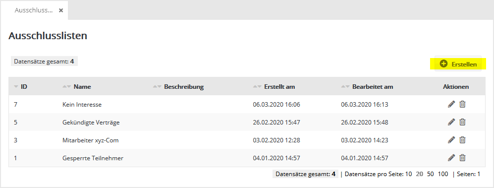 Abonnentenlisten in 4SELLERS Mailmanagement System
